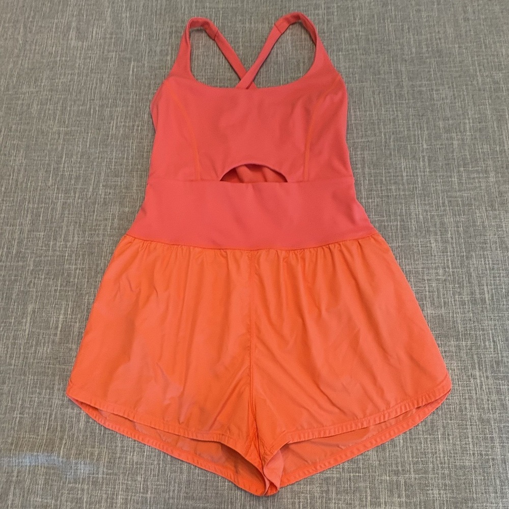 Free People Movement Righteous Runsie in Flame Orange 45465 S Small